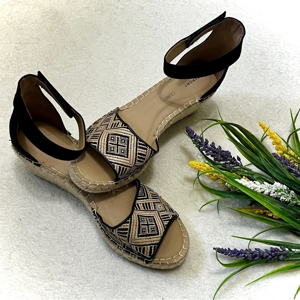 Rockport Marah Espadrille Geometric Print Wedge Sandals - Size 10